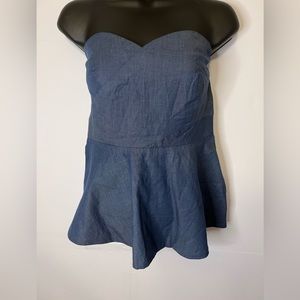 Strapless Chambray peplum top Size Small